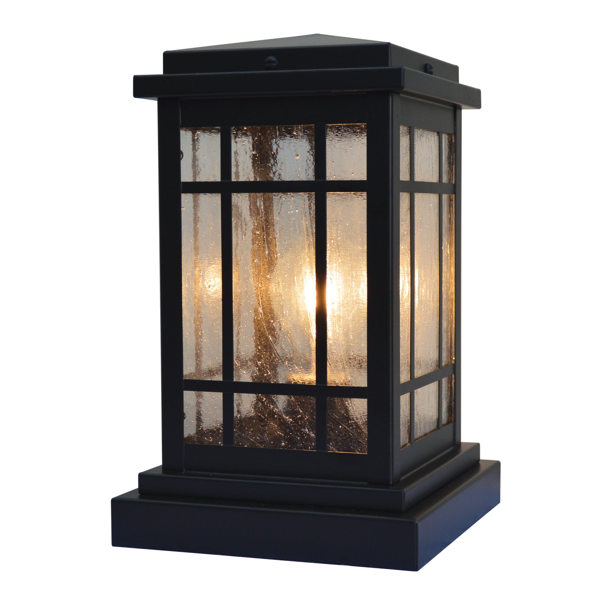 Arroyo Craftsman Avenue 6" x 11" Antique Copper Column Mount With Clear Seedy Glass Shade