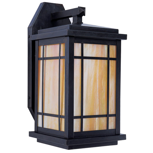 Arroyo Craftsman Avenue 6" x 12" Satin Black Wall Bracket Almond Mica Glass Shade