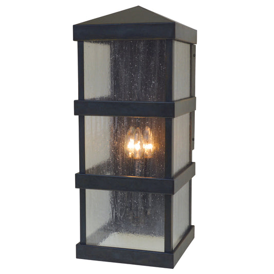 Arroyo Craftsman Barcelona 10" x 24" Antique Copper Wall Mount With White Opalescent Glass Shade