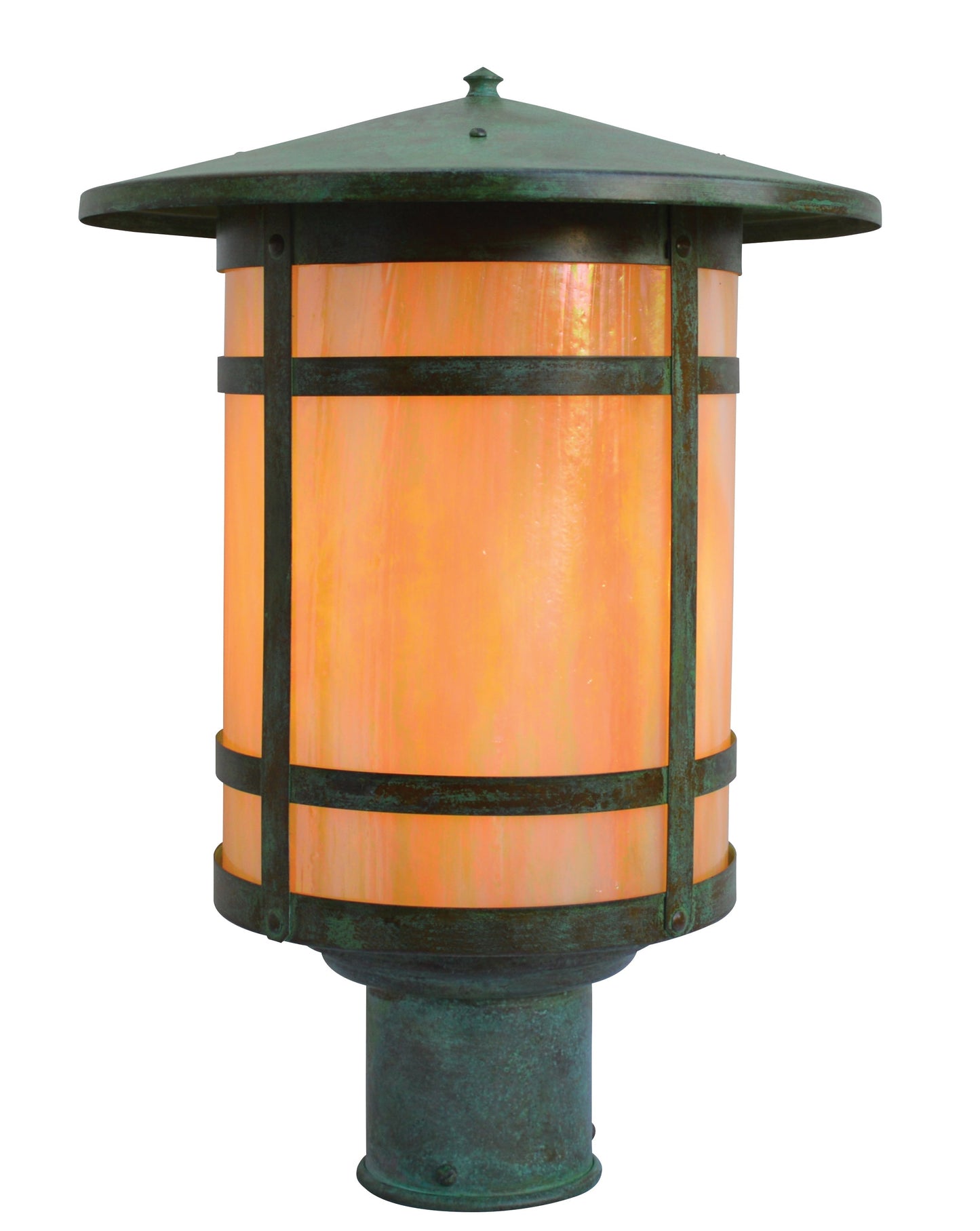 Arroyo Craftsman Berkeley 11" Slate Long Body Post Mount With White Opalescent Glass