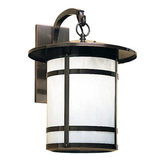 Arroyo Craftsman Berkeley 11" x 15" Antique Brass Wall Mount With White Opalescent Glass Shade