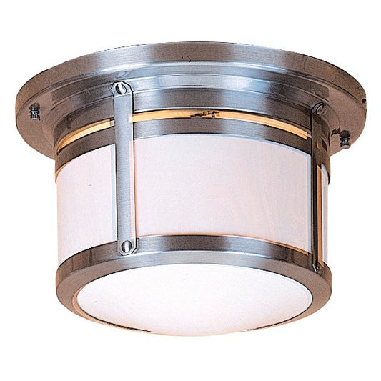 Arroyo Craftsman Berkeley 12" x 8" Antique Brass Flush Ceiling Mount With Frosted Glass Shade