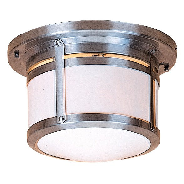 Arroyo Craftsman Berkeley 12" x 8" Antique Brass Flush Ceiling Mount With Gold White Iridescent Glass Shade