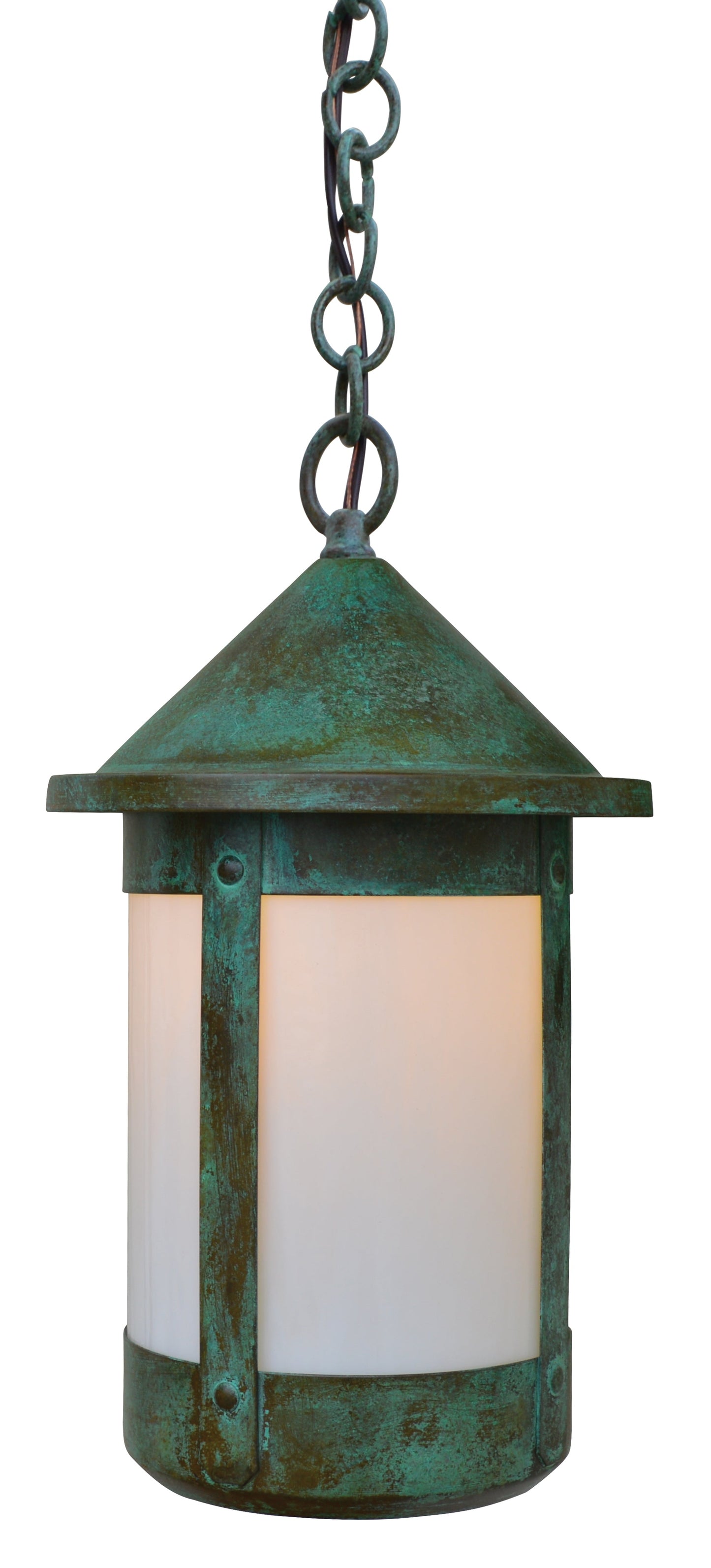 Arroyo Craftsman Berkeley 14" Raw Copper Tall Long Body Pendant With Rain Mist Glass