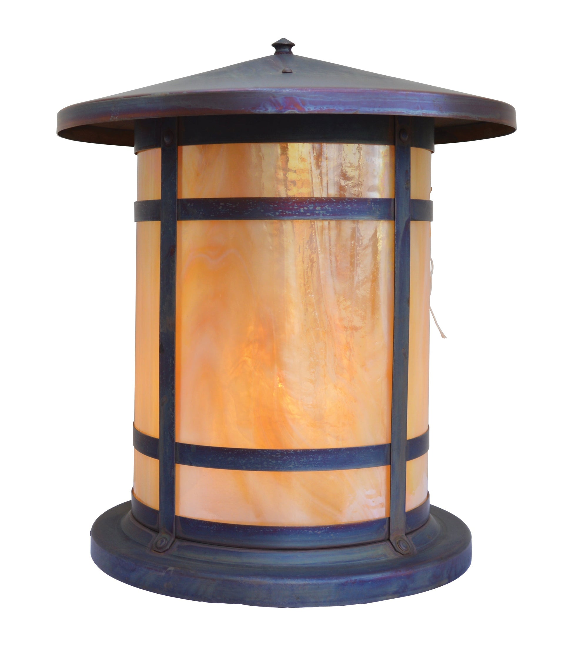 Arroyo Craftsman Berkeley 14" Slate Long Body Column Mount With Cream Glass