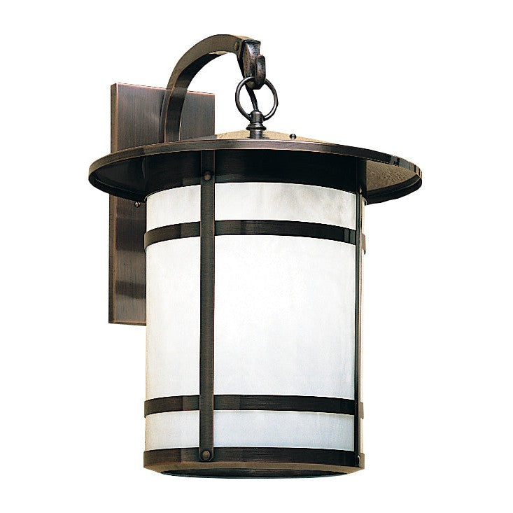 Arroyo Craftsman Berkeley 14" x 19" Antique Brass Wall Mount With White Opalescent Glass Shade