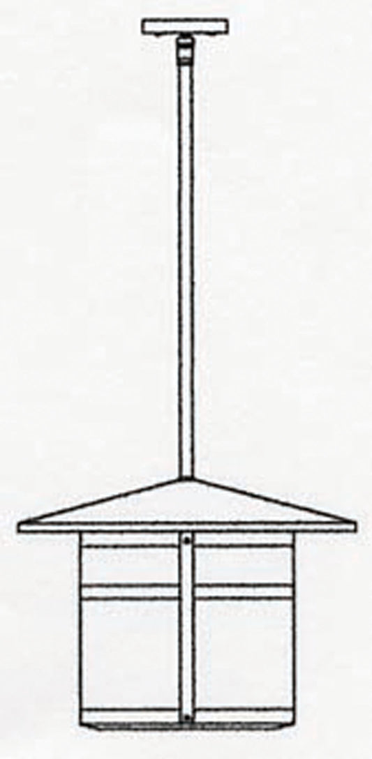 Arroyo Craftsman Berkeley 17" Antique Brass Long Body Stem Hung Pendant With Almond Mica Glass