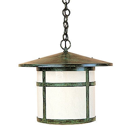 Arroyo Craftsman Berkeley 17" Rustic Brown Pendant With Cream Glass Shade