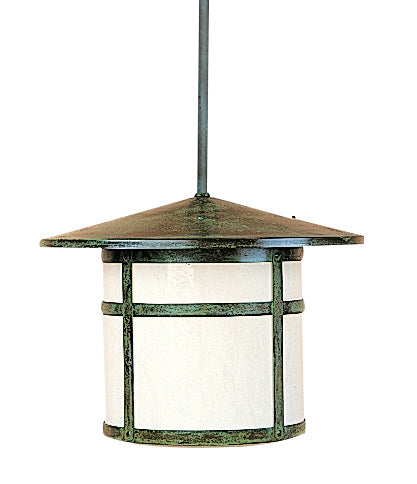Arroyo Craftsman Berkeley 17" Slate Stem Hung Pendant With Tan Glass