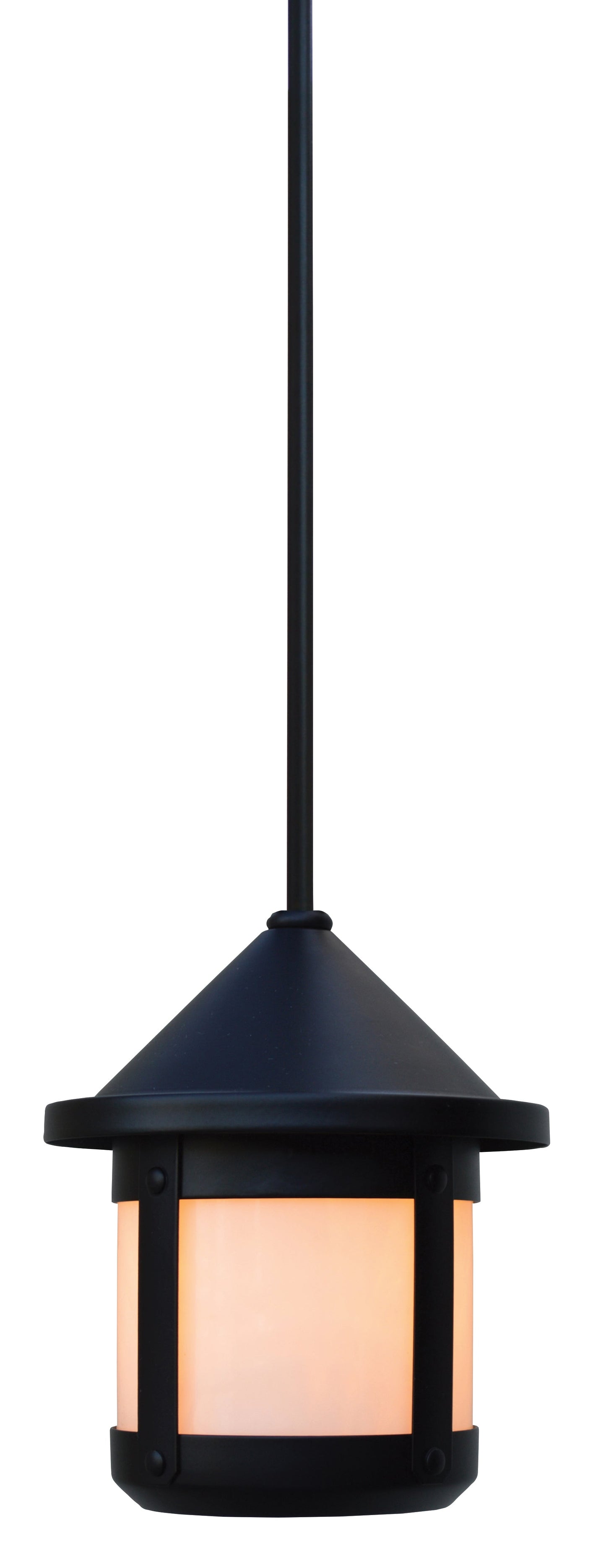 Arroyo Craftsman Berkeley 6" Slate Short Body Stem Hung Pendant With Rain Mist Glass