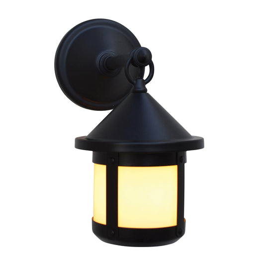 Arroyo Craftsman Berkeley 6" x 10" Satin Black Wall Mount With Almond Mica Glass Shade