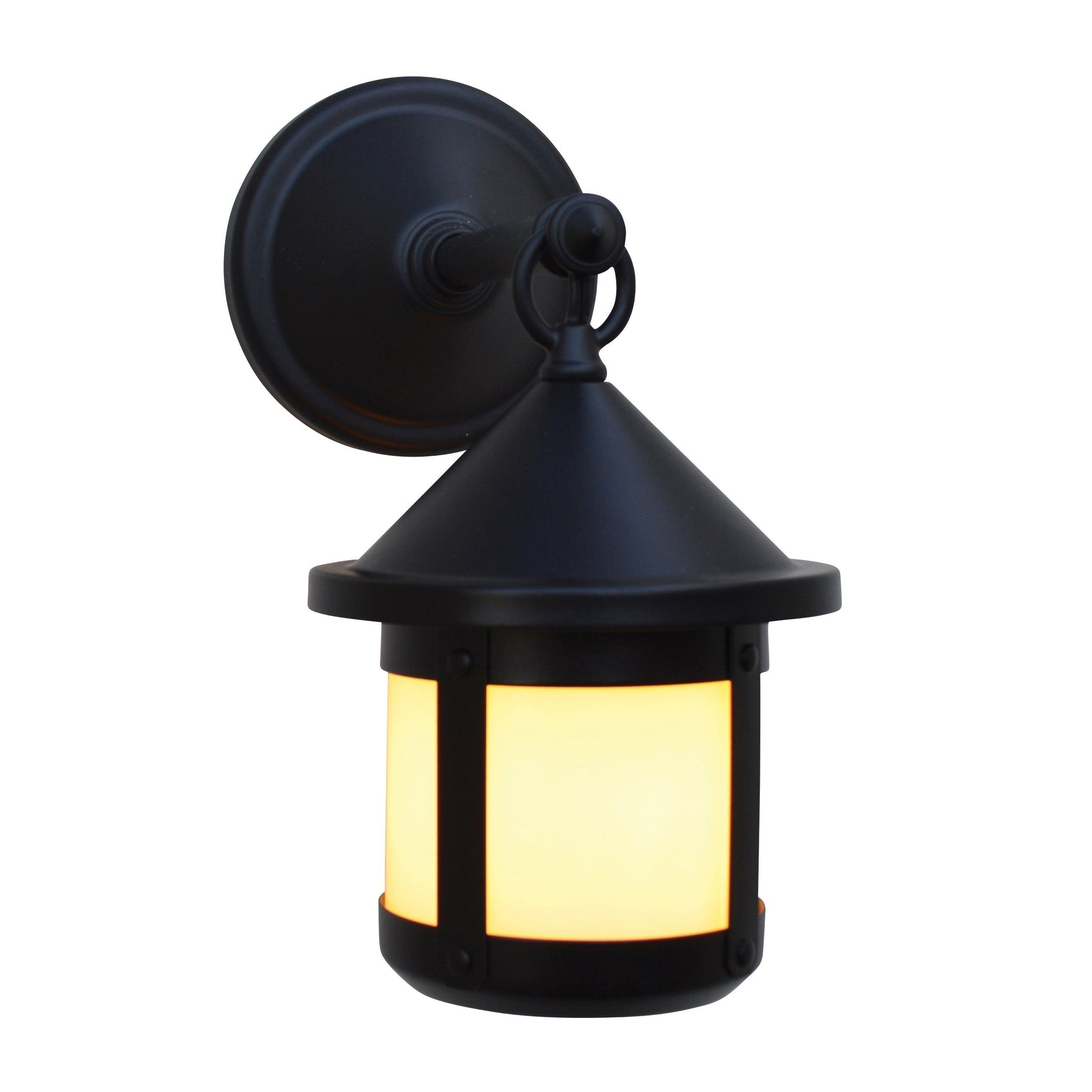 Arroyo Craftsman Berkeley 6" x 10" Satin Black Wall Mount With Amber Mica Glass Shade