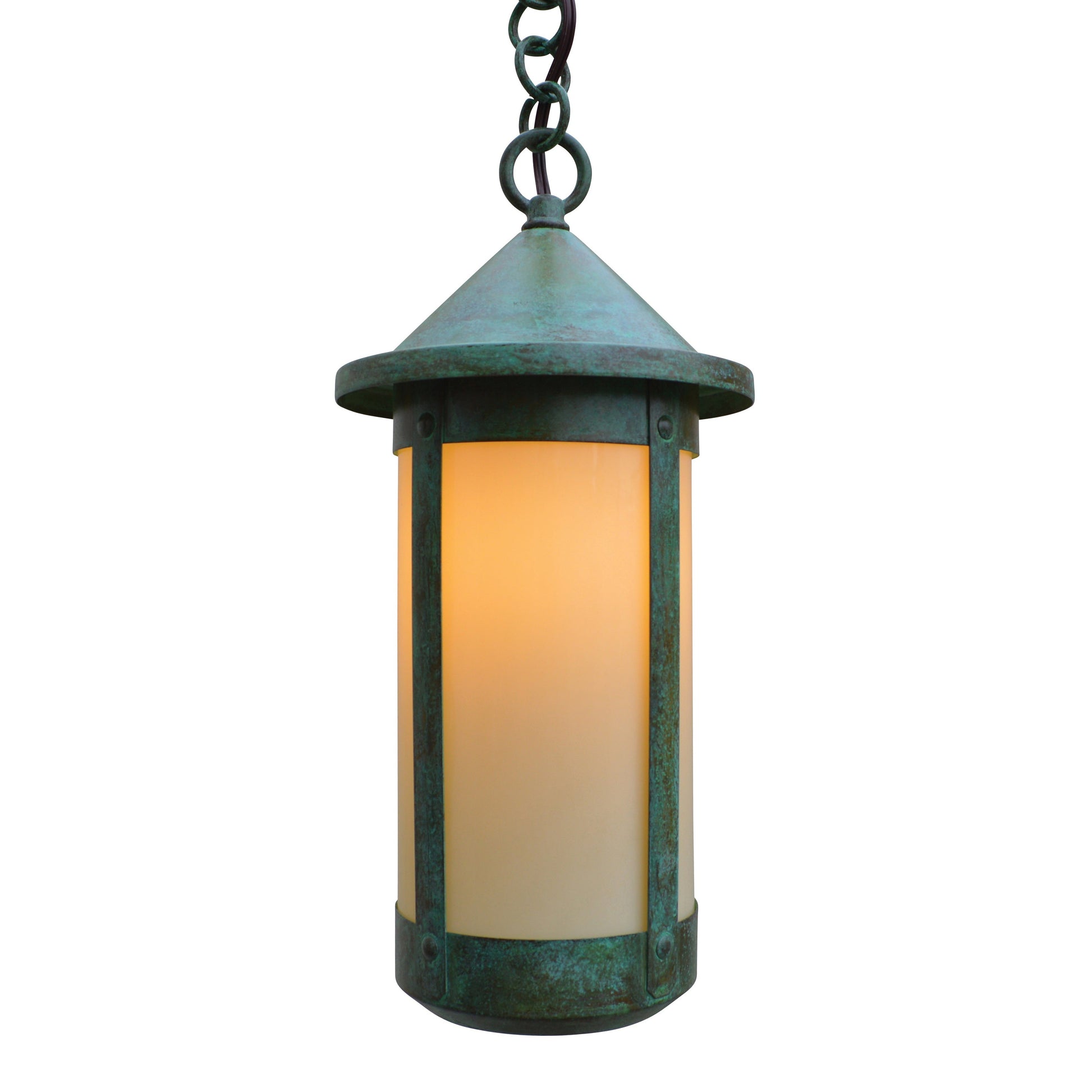 Arroyo Craftsman Berkeley 7" Antique Brass Long Body Pendant With Cream Glass Shade