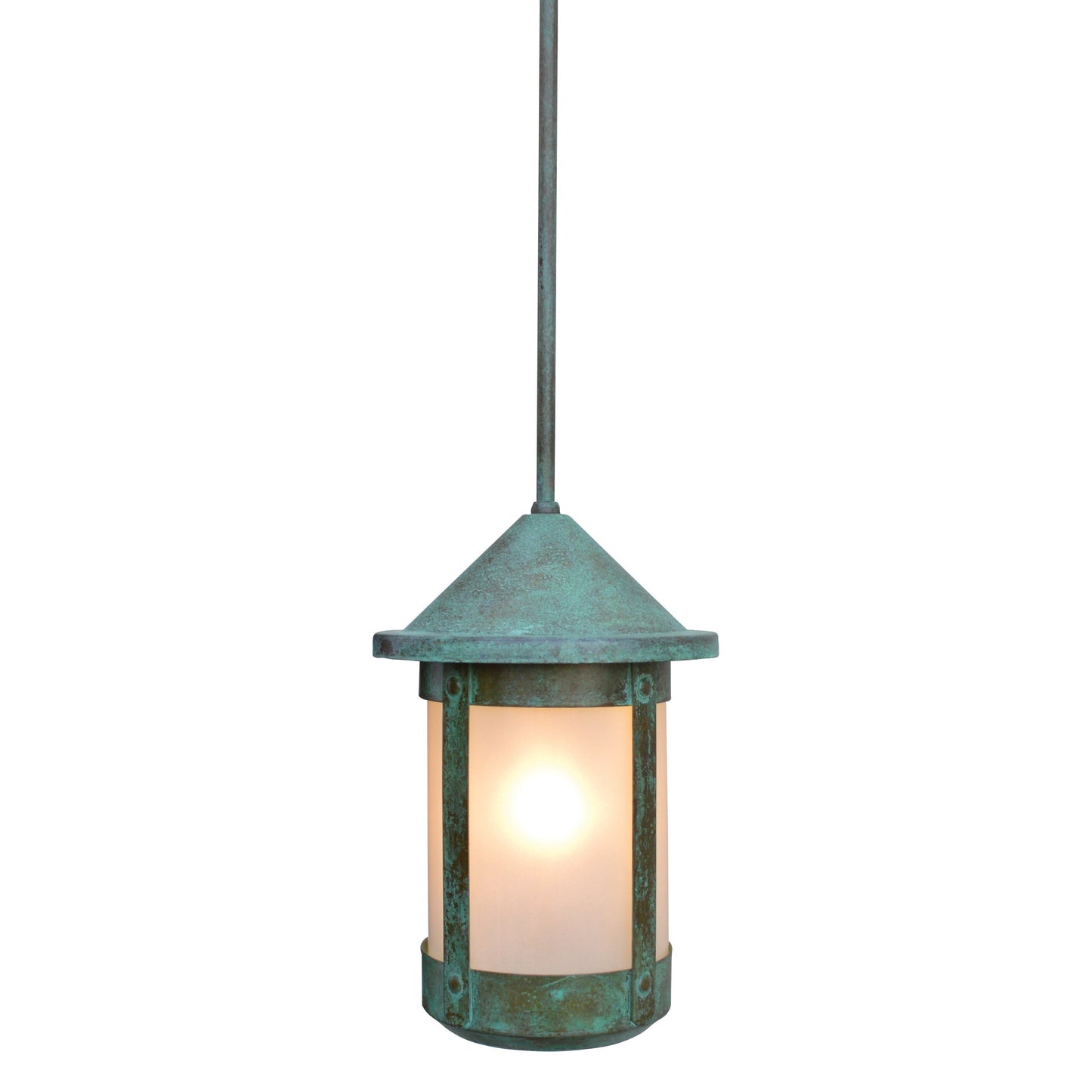 Arroyo Craftsman Berkeley 7" Satin Black Stem Hung Pendant With Frosted Glass Shade