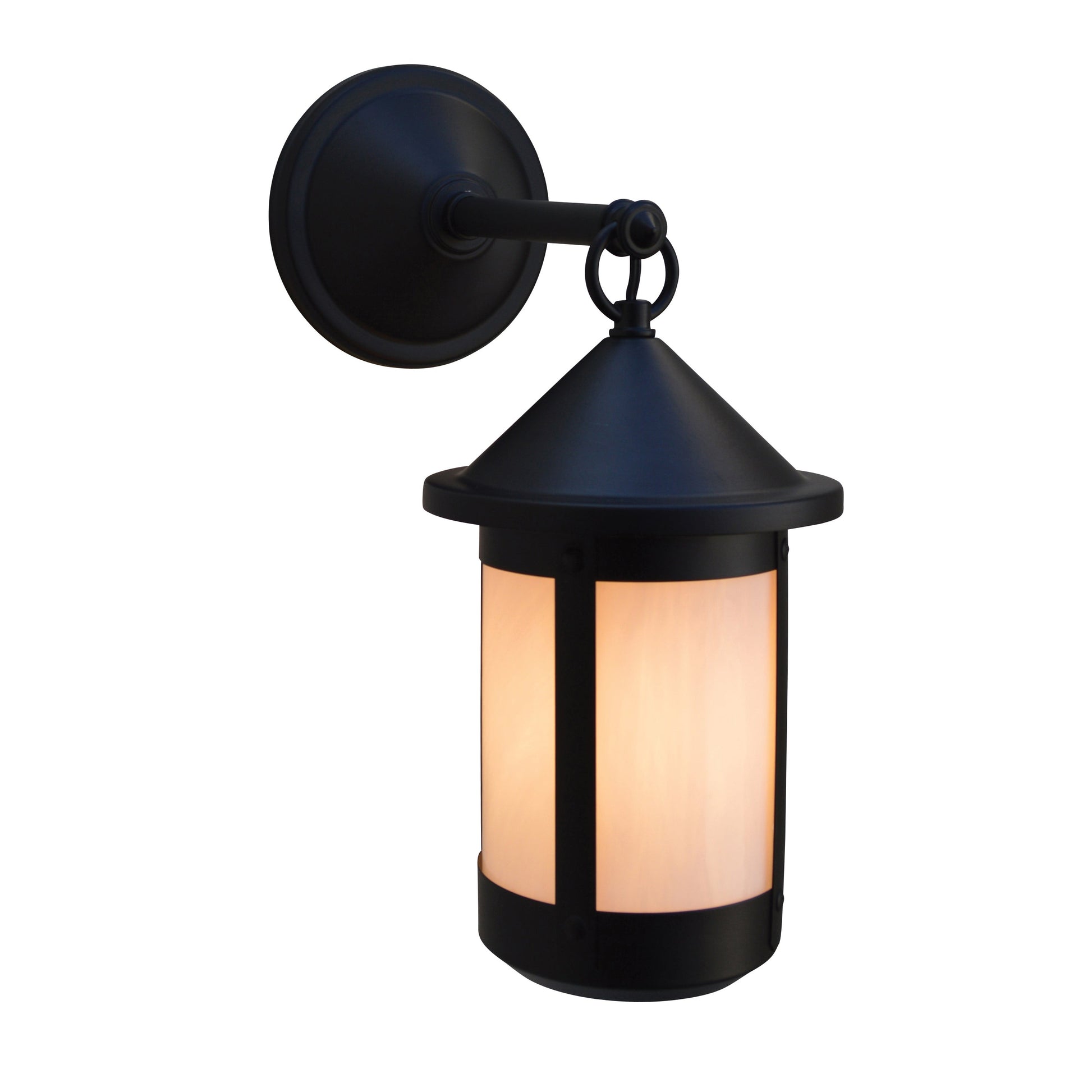 Arroyo Craftsman Berkeley 7" x 15" Satin Black Wall Mount With Almond Mica Glass Shade