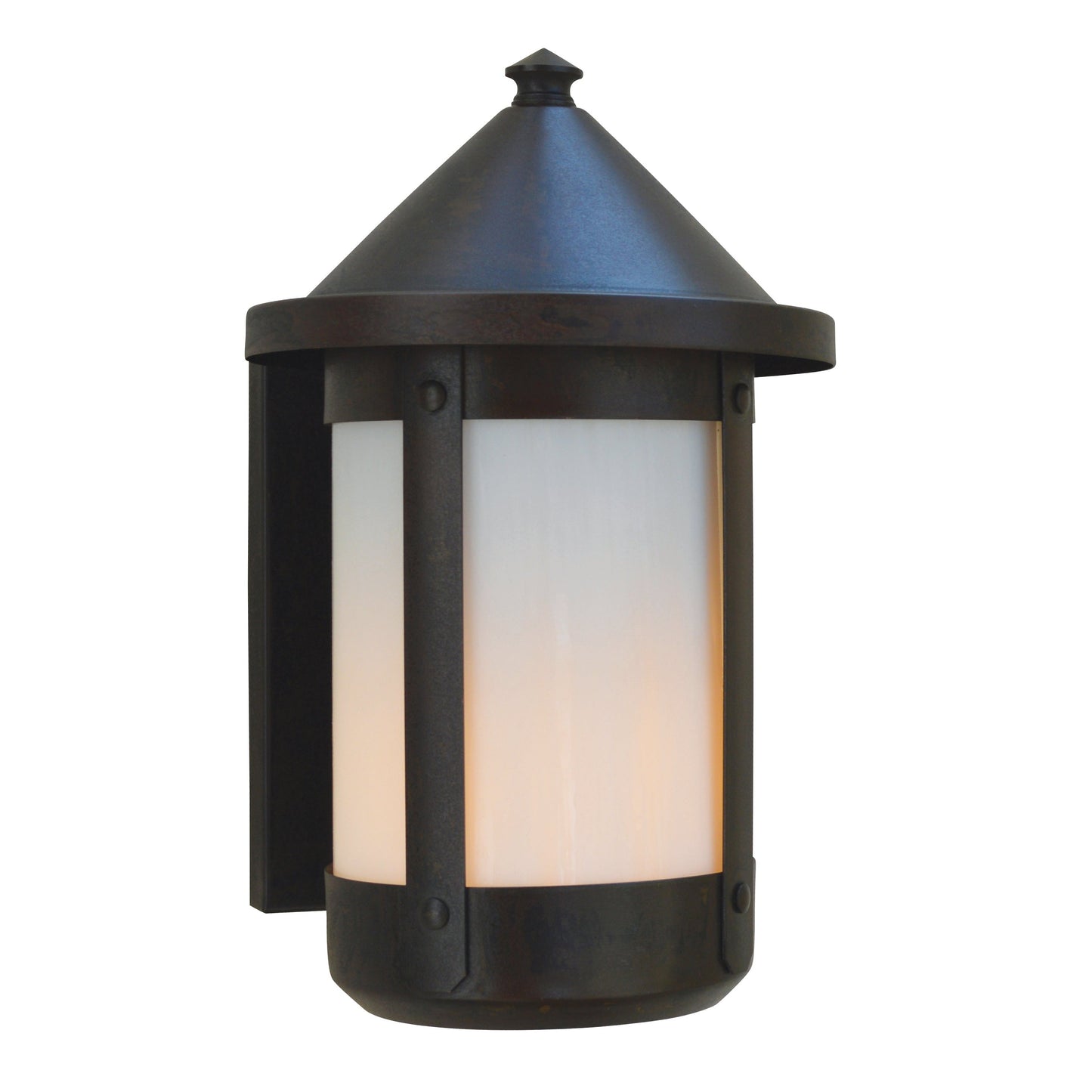 Arroyo Craftsman Berkeley 8" Pewter Wall Sconce With Roof and Almond Mica Glass Shade