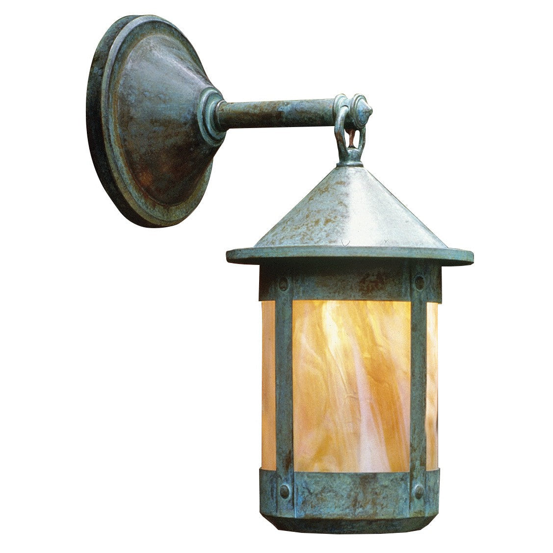 Arroyo Craftsman Berkeley 8"x 18" Antique Copper Wall Mount With Rain Mist Glass Shade