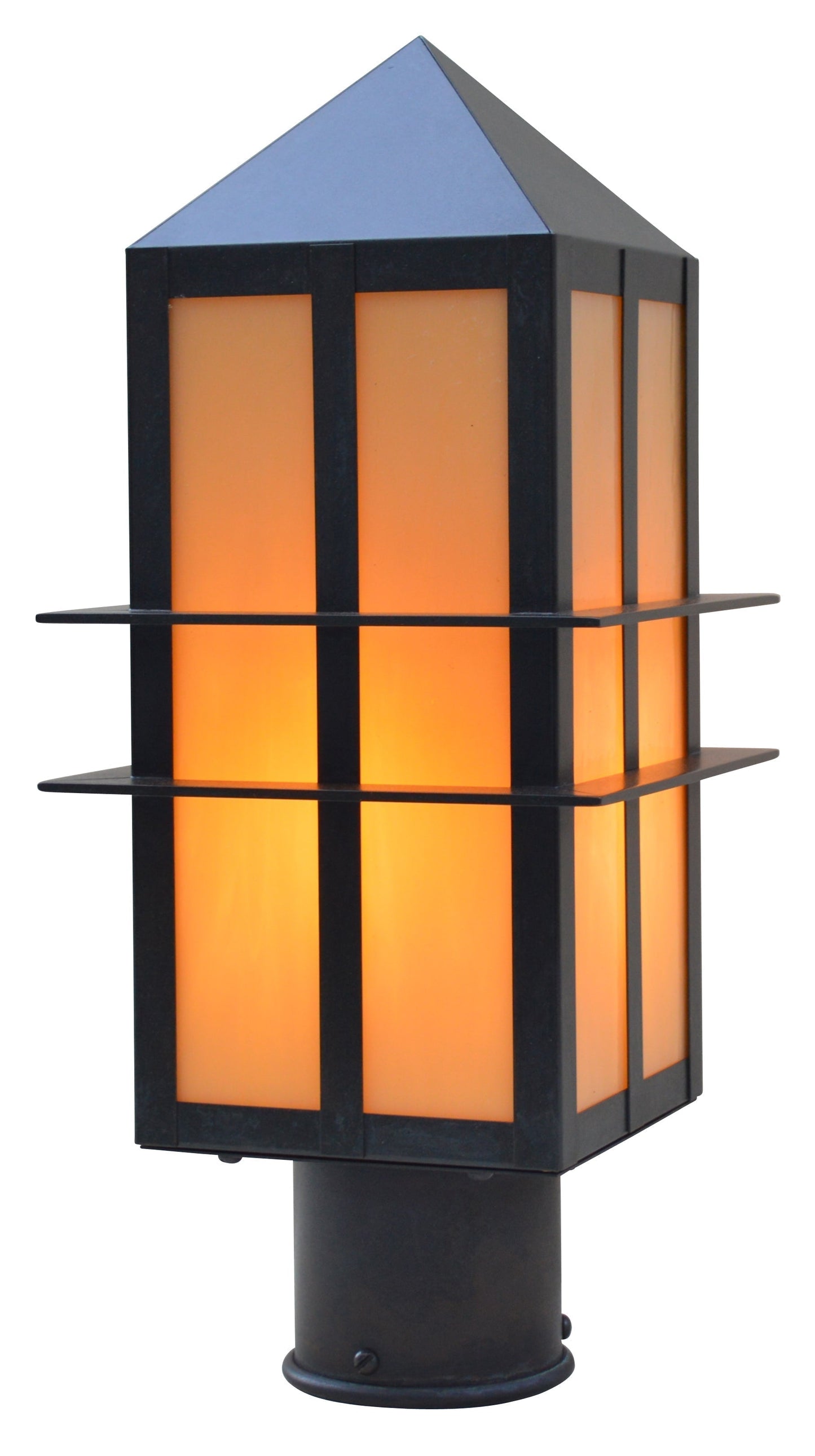 Arroyo Craftsman Bexley 7" Rustic Brown Post Mount With Frosted Glass