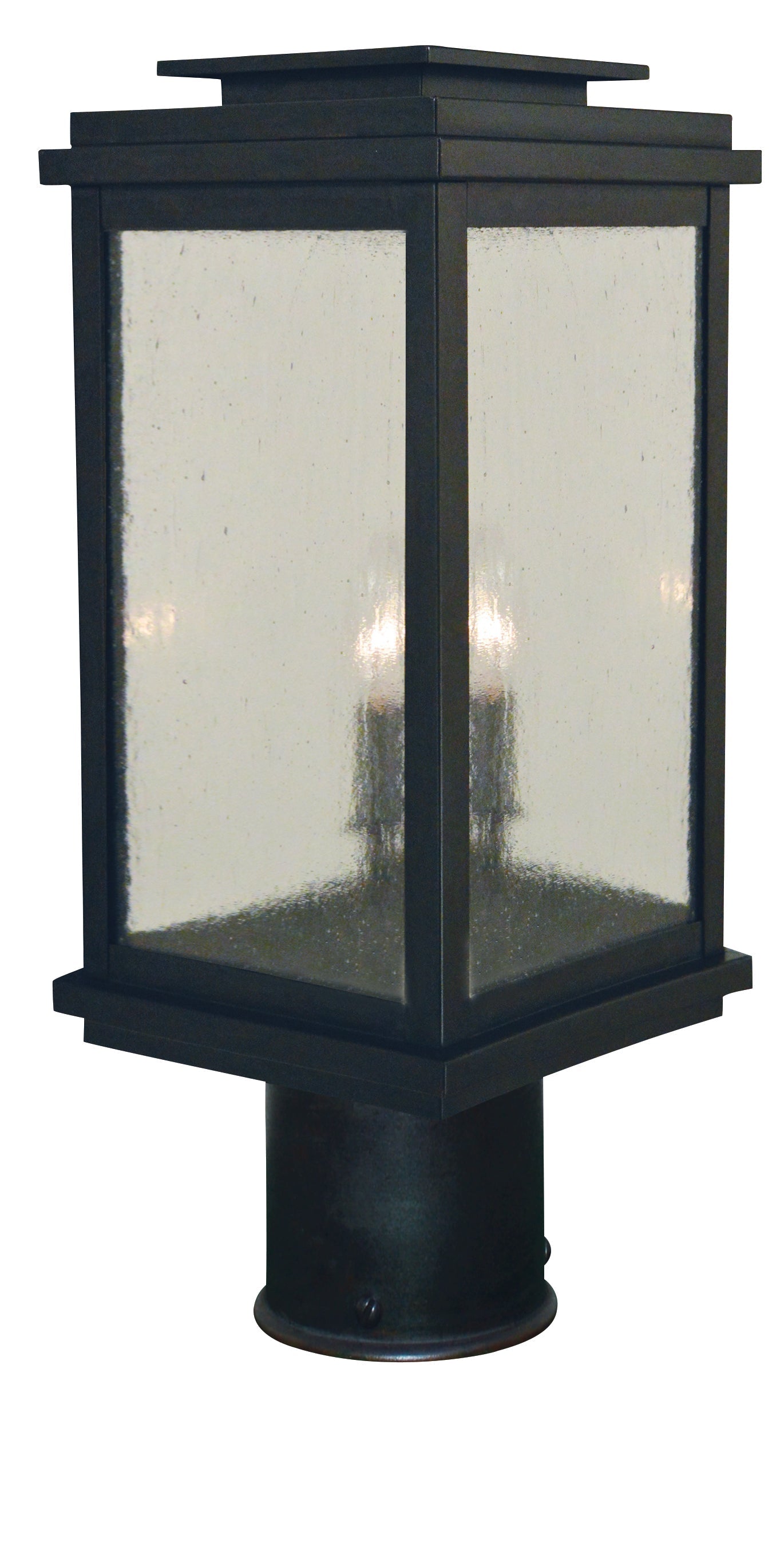 Arroyo Craftsman Bournemouth 8" Bronze Post Mount With Clear Glass