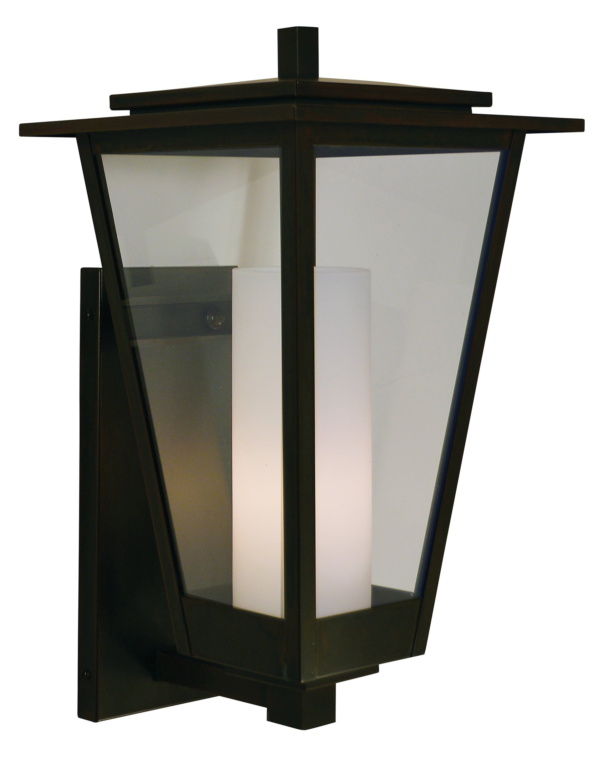 Arroyo Craftsman Brighton 10" Bronze Wall Mount With Clear Glass with Clear Seedy Inner Cylinder