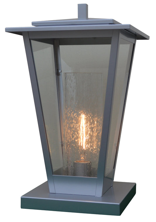 Arroyo Craftsman Brighton 10" Slate Column Mount With Clear Glass with Clear Seedy Inner Cylinder