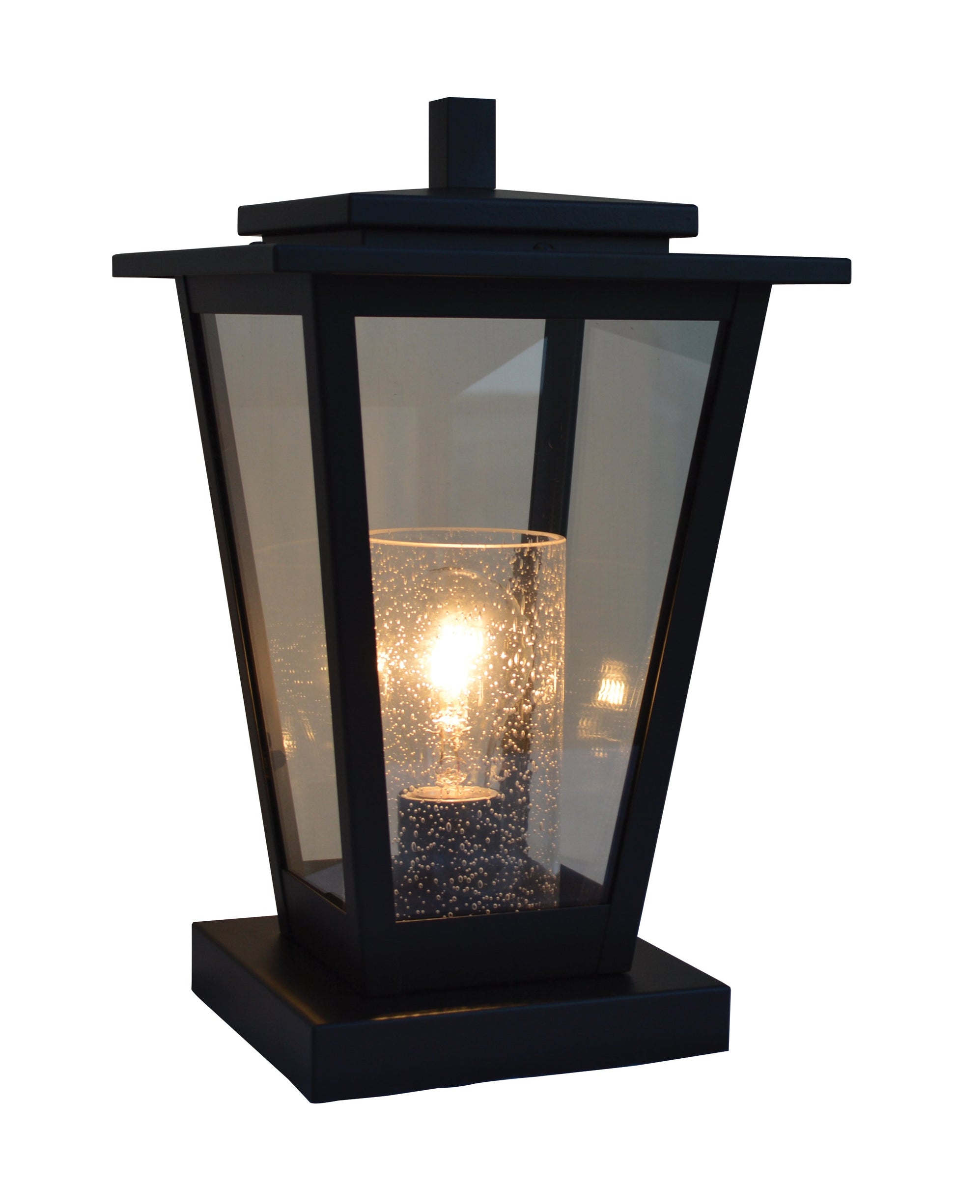 Arroyo Craftsman Brighton 8" Bronze Column Mount With Clear Glass With White Inner Cylinder