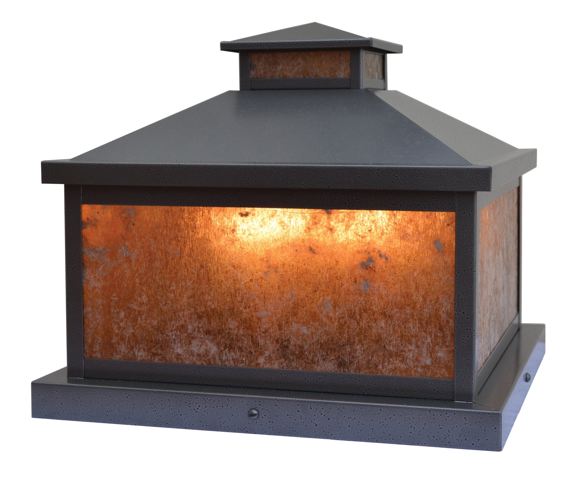 Arroyo Craftsman Canterbury 13" Raw Copper Column Mount With Tan Glass