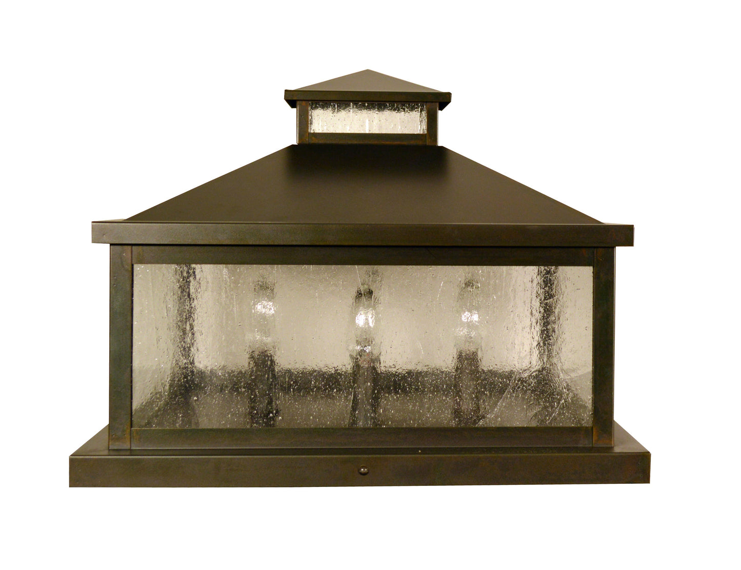 Arroyo Craftsman Canterbury 16" Antique Brass Column Mount With White Opalescent Glass