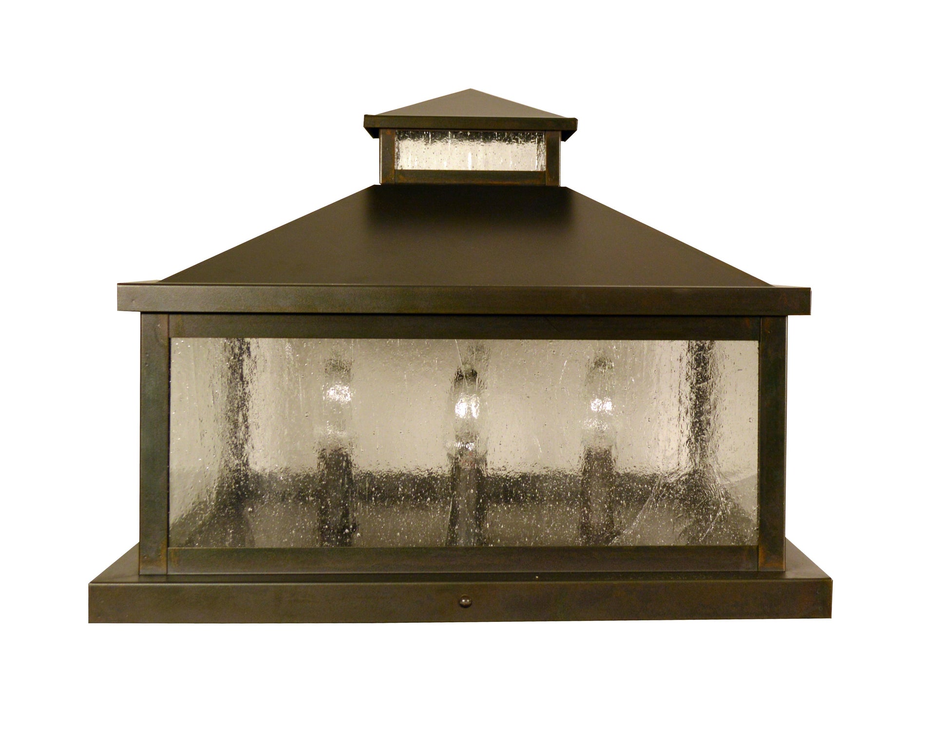 Arroyo Craftsman Canterbury 16" Pewter Column Mount With White Opalescent Glass