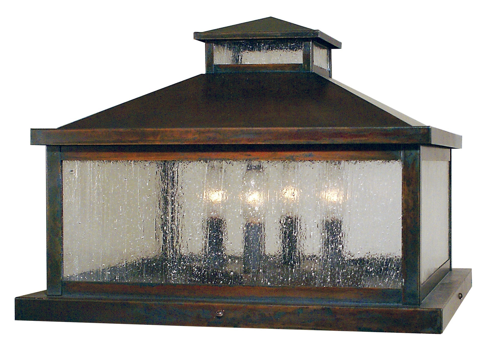 Arroyo Craftsman Canterbury 19" Antique Brass Column Mount With White Opalescent Glass