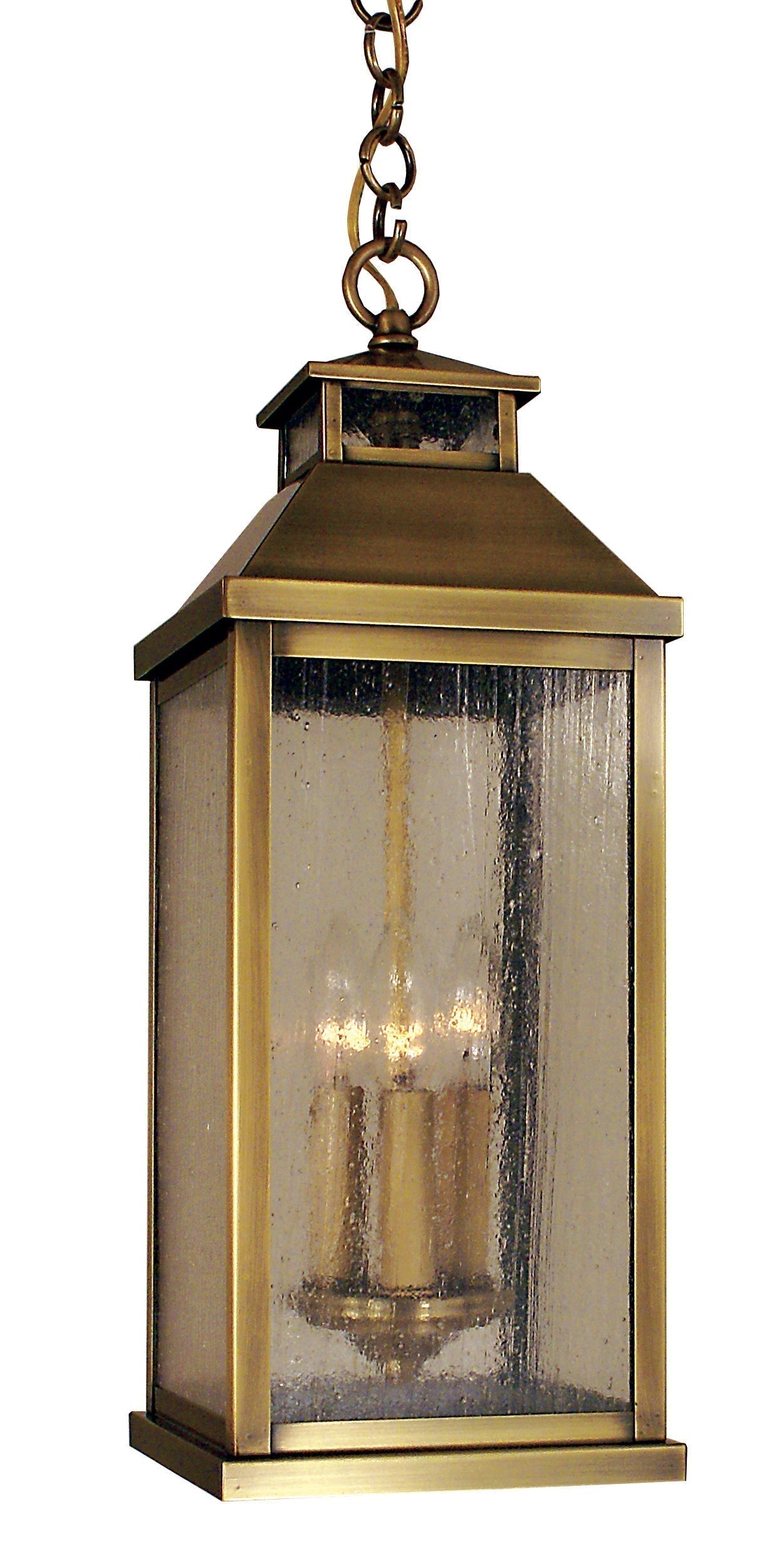 Arroyo Craftsman Canterbury 7" Pewter Long Body Pendant With Rain Mist Glass