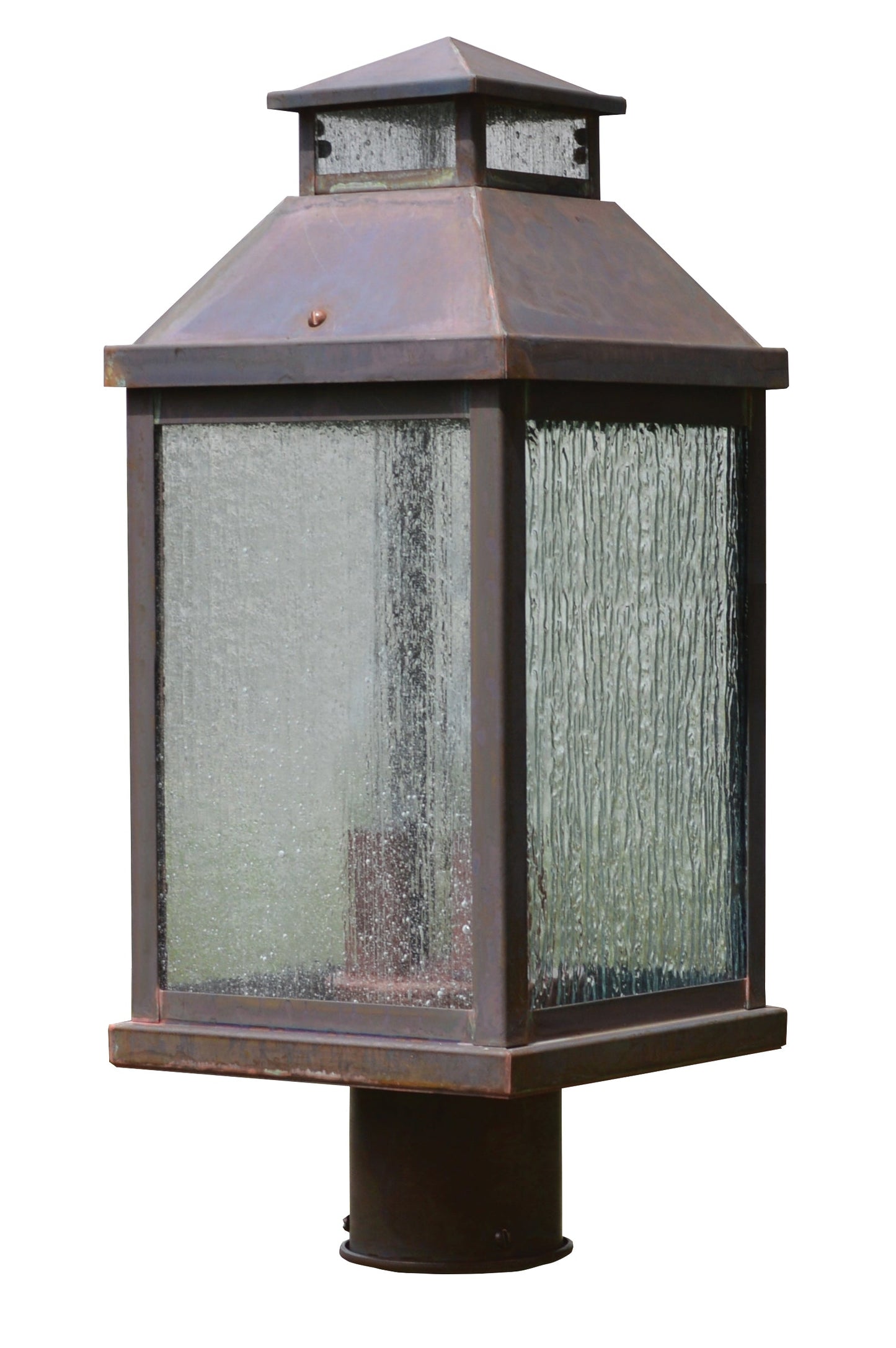 Arroyo Craftsman Canterbury 9" Pewter Post Mount With Off White Glass