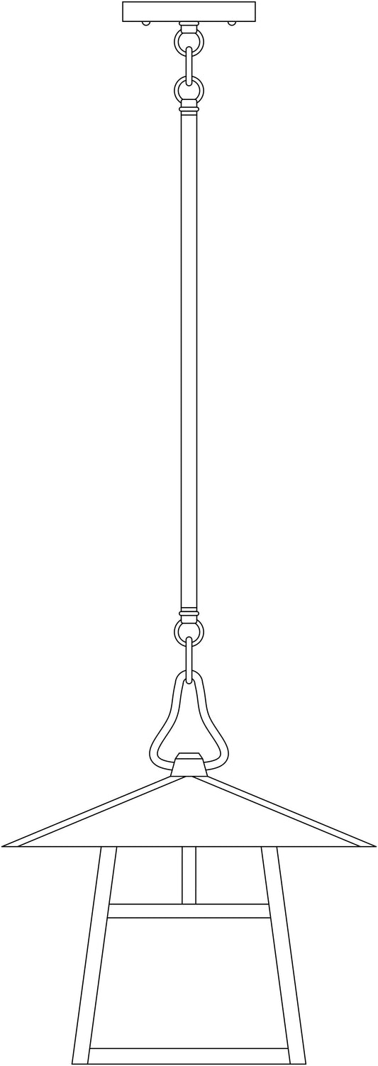Arroyo Craftsman Carmel 12" Pewter Stem Hung Pendant With Frosted Glass