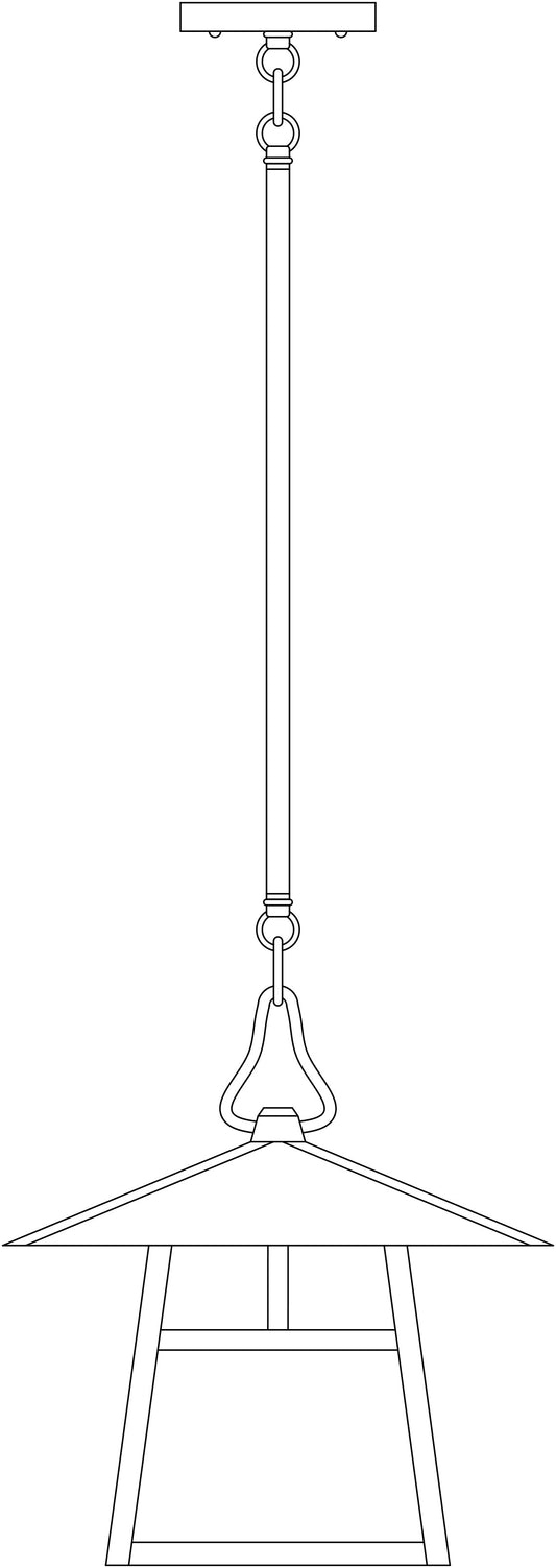 Arroyo Craftsman Carmel 12" Raw Copper Stem Hung Pendant With Amber Mica Glass and Dart Overlay