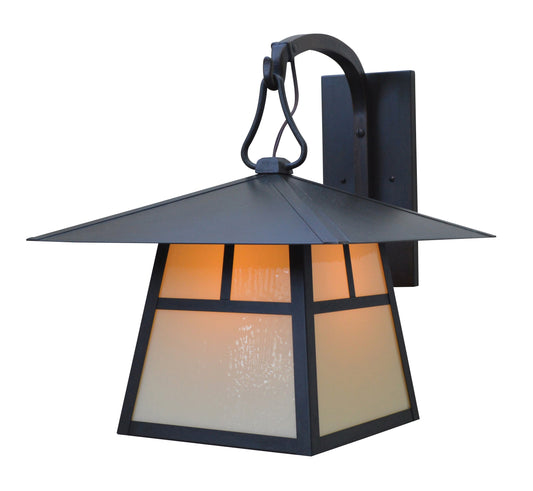 Arroyo Craftsman Carmel 15" Slate Wall Mount With Rain Mist Glass and Hillcrest Overlay