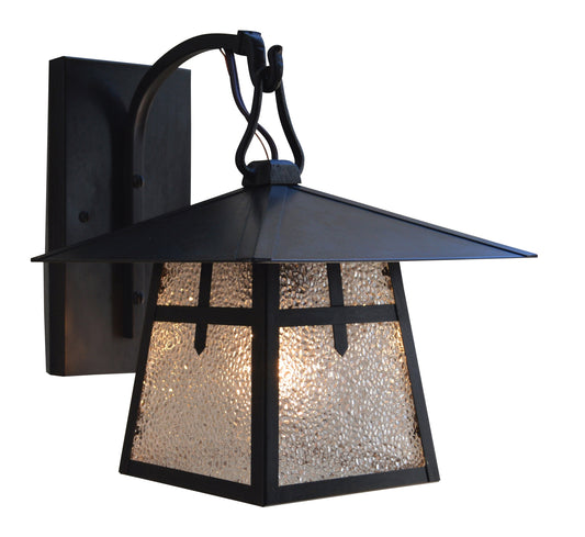 Arroyo Craftsman Carmel 8" Antique Brass Wall Mount With Almond Mica Glass and Hillcrest Overlay