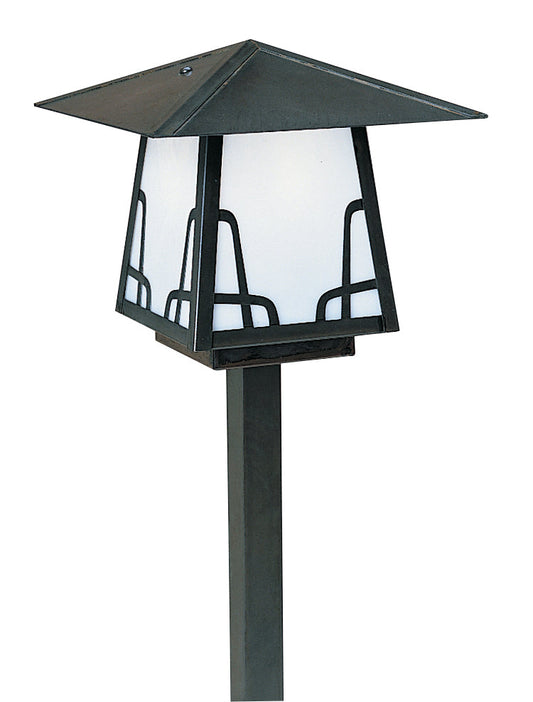 Arroyo Craftsman Carmel 8" Antique Copper Stem Mount With Rain Mist Glass and T-Bar Overlay