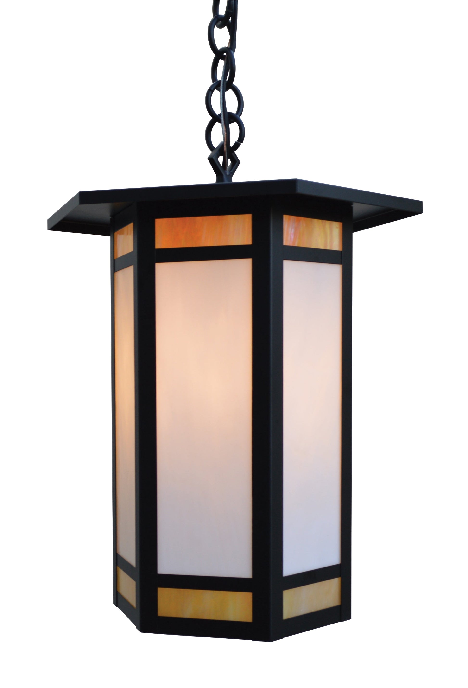 Arroyo Craftsman Etoile 14" Pewter Pendant With Gold White Iridescent and White Opalescent Combination Glass