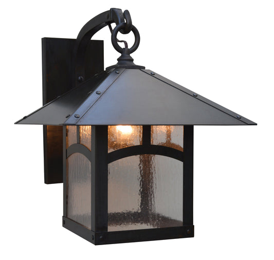 Arroyo Craftsman Evergreen 12" Antique Brass Wall Mount With Off White Glass