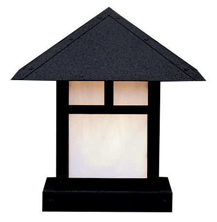 Arroyo Craftsman Evergreen 12" Mission Brown Column Mount With Cream Glass and T-Bar Overlay