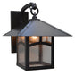 Arroyo Craftsman Evergreen 12" Raw Copper Wall Mount With Rain Mist Glass and Classic Arch Overlay
