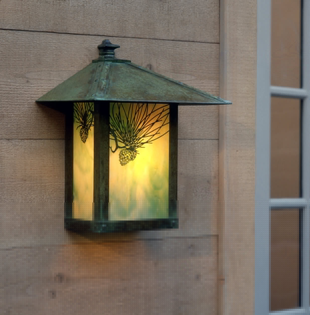 Arroyo Craftsman Evergreen 12" Raw Copper Wall Mount With Rain Mist Glass and Pine Needle Filigree Overlay