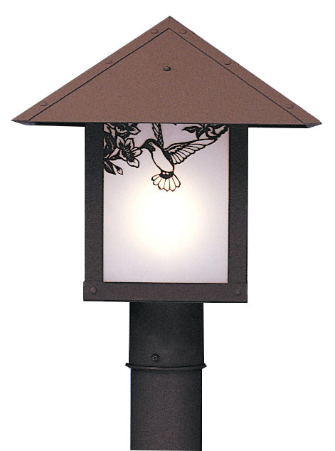 Arroyo Craftsman Evergreen 12" Satin Black Post Mount With Tan Glass and T-Bar Overlay