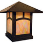 Arroyo Craftsman Evergreen 16" Rustic Brown Column Mount With Tan Glass and Hummingbird Filigree Overlay