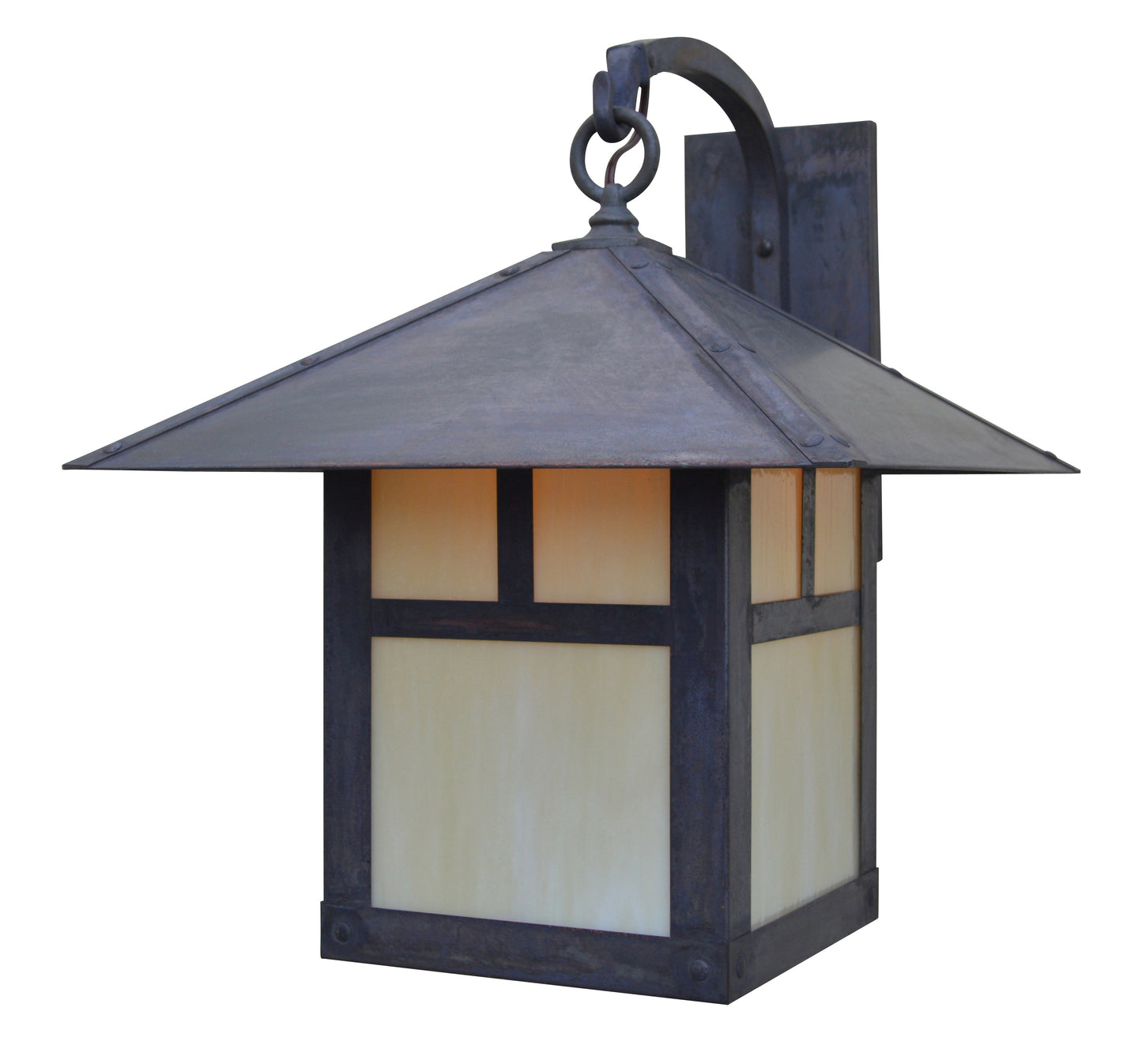 Arroyo Craftsman Evergreen 16" Rustic Brown Wall Mount With Frosted Glass and Classic Arch Overlay