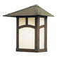 Arroyo Craftsman Evergreen 7" Rustic Brown Flush Wall Mount With Rain Mist Glass and T-Bar Overlay