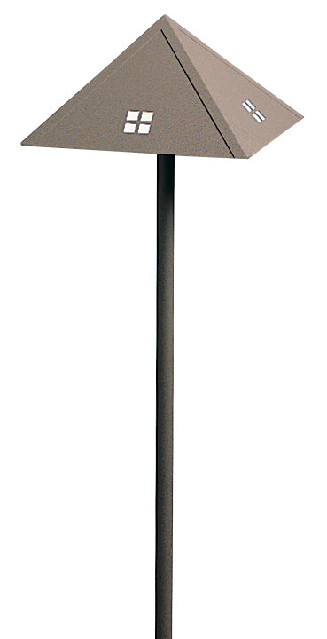 Arroyo Craftsman Evergreen 8" Rustic Brown Low Voltage Roof With Frosted Glass and Cloud Lift Overlay