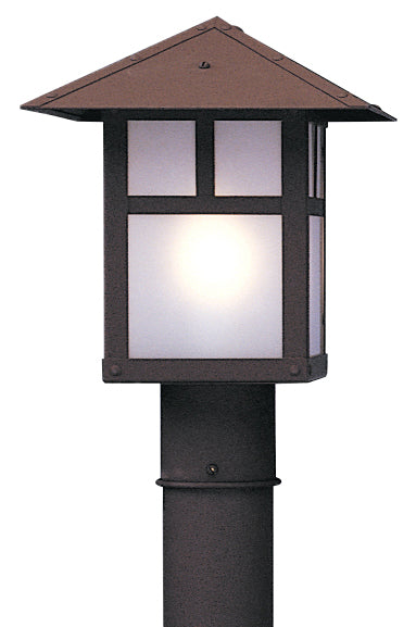Arroyo Craftsman Evergreen 9" Pewter Post Mount With Rain Mist Glass