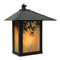 Arroyo Craftsman Evergreen 9" Raw Copper Flush Wall Mount With Tan Glass and Classic Arch Overlay