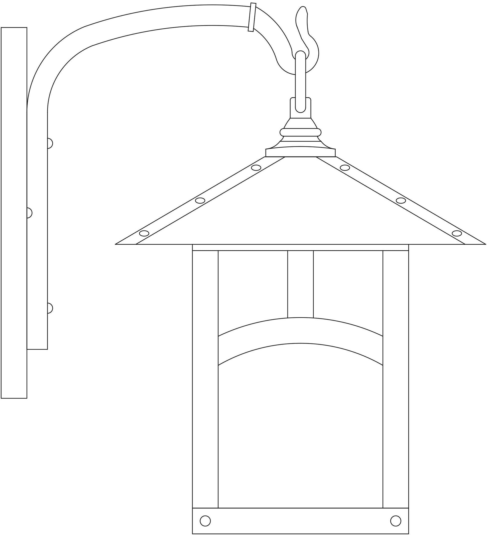 Arroyo Craftsman Evergreen 9" Slate Wall Mount With White Opalescent Glass and Classic Arch Overlay